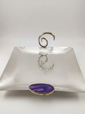 Rectangle stainless steel and Agate Serving Tray